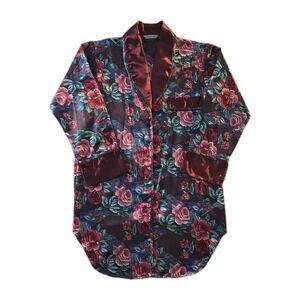 Vintage Burgundy Floral Private Luxuries Sleepshirt - Size M